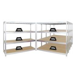 PROREGAL Mega Deal 5x Étagère charge lourde DINO | HxLxP 180x200x60cm | 500kg par niveau | Galvanisé | Lot d'étagères robustes de Garage Atelier_0