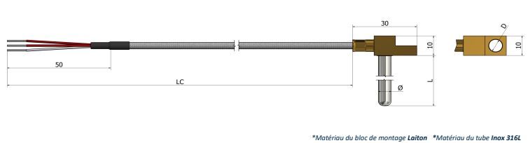 Sonde de résistivité à résistance de surface coudée - PS20 - Pt 100/Pt 500/Pt 1000 - Classe A/B_0