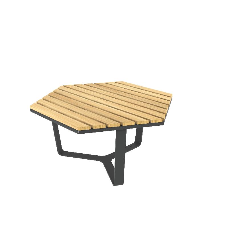 Table Basse Macis hexagonale en Robinier et pieds fonte_0