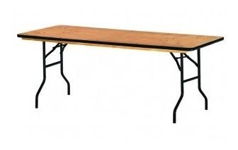 Table pliante Tarragone - Plateau multiplis en bois exotique - Pieds en acier - Dimensions 183x76 cm ou 200x76 cm_0