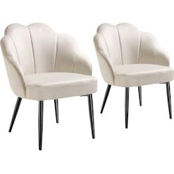 Tectake Lot 2 fauteuils cocktail rembourrés revêtement en velours crème/noir - 405827 - beige plastique 405827_0