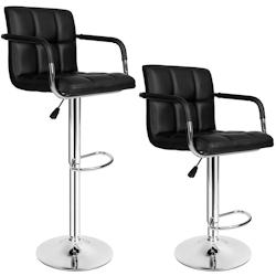 Tectake Lot de 2 tabourets de bar HARALD - noir - 401572 - noir matière synthétique 401572_0