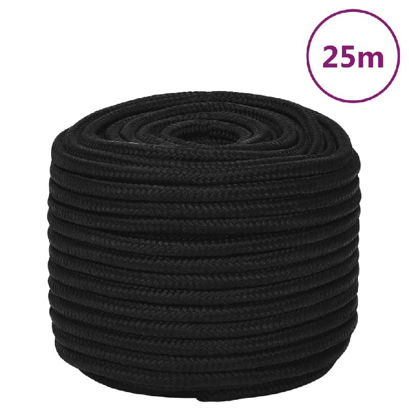 Vidaxl corde de travail noir 12 mm 25 m polyester 152826_0