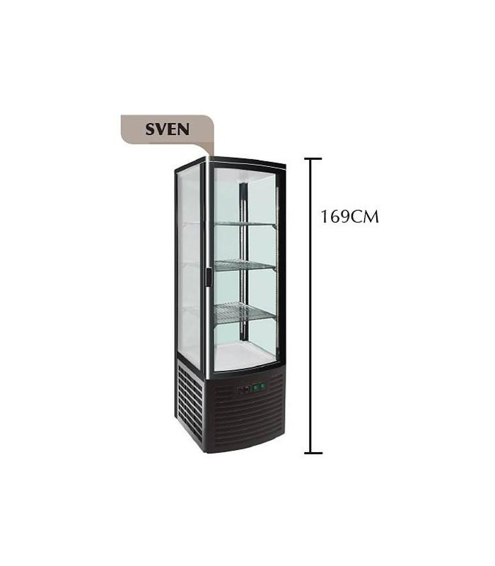 Vitrines réfrigérées 4 faces vitrées Sven - froid ventilé - double vitrage thermopane - +4°C à +10°C - noir_0