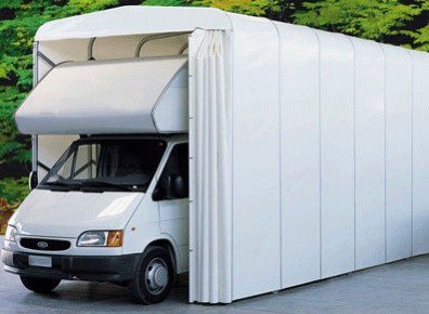 Abri camping-car semi-fermé pvc pliant / structure en aluminium / toiture à deux pans en toile_0