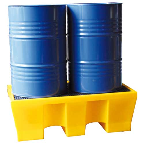 Bac de rétention 2 fûts - polyéthylène avec caillebotis plastique - réf. BAC43127PE_0