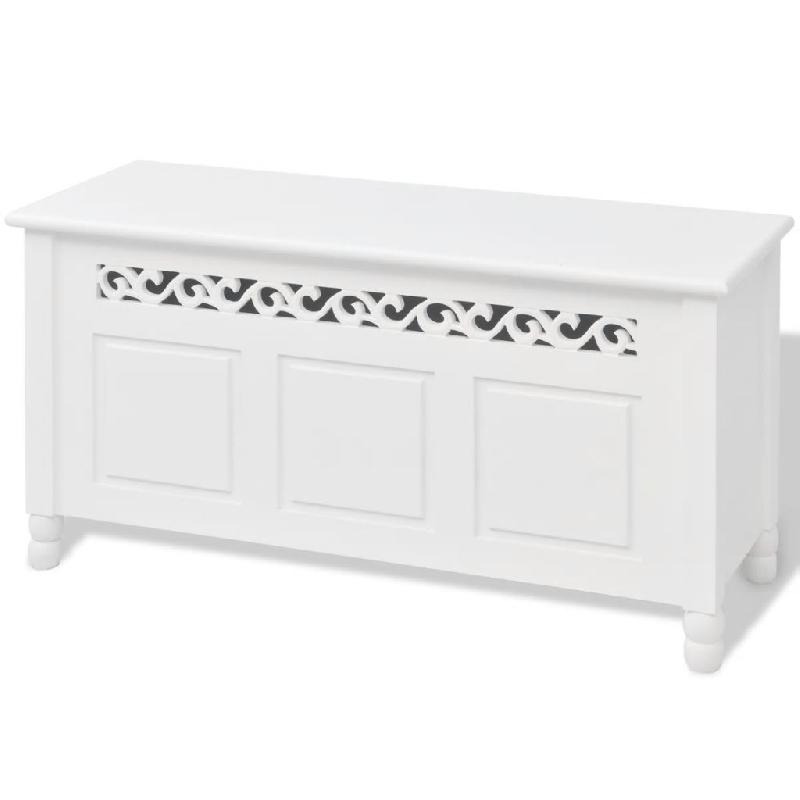 BANQUETTE POUF TABOURET MEUBLE BANC DE RANGEMENT EN STYLE BAROQUE BLANC 3002032_0