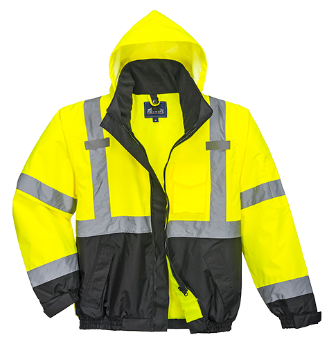 Blouson HV Premium 3 en 1 jaune et noir - S365, 4XL - bandes réfléchissantes, imperméable, capuche détachable_0