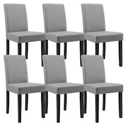 Décoshop26 - 6 chaises rembourrées en cuir synthétique gris clair avec pieds en bois massif 03_0000279 - gris 3000039099782_0