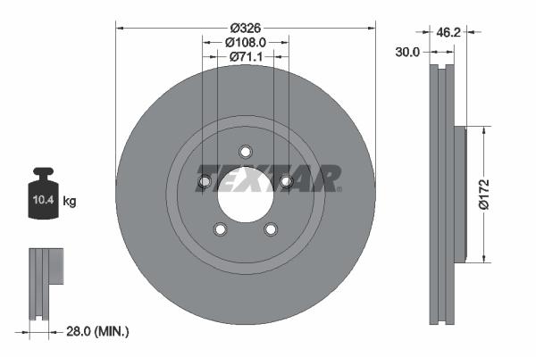 Disque de frein Textar 92173503 - ventilé de l'intérieur, boîte de 1 disque_0