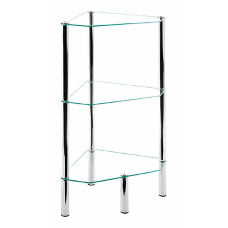 Étagère d'angle en verre Eliot 77cm transparent - Paris Prix - design moderne avec 3 plateaux_0