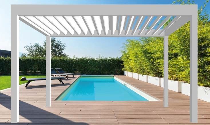 Izi - Pergola bioclimatique à lames orientables ou toile rétractable - Design made in France_0