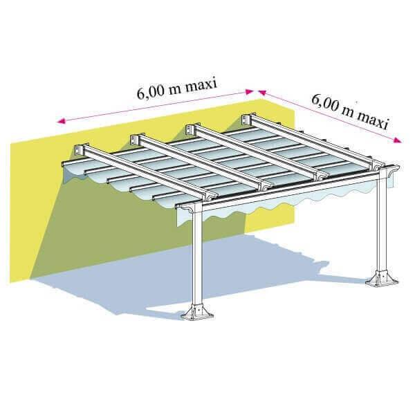Pergola Toile UO Rétractable 06 TP4 Acrylique Velum Manuelle Adossée en Aluminium Sur Mesure Référence: Pergola 06 TP4_0