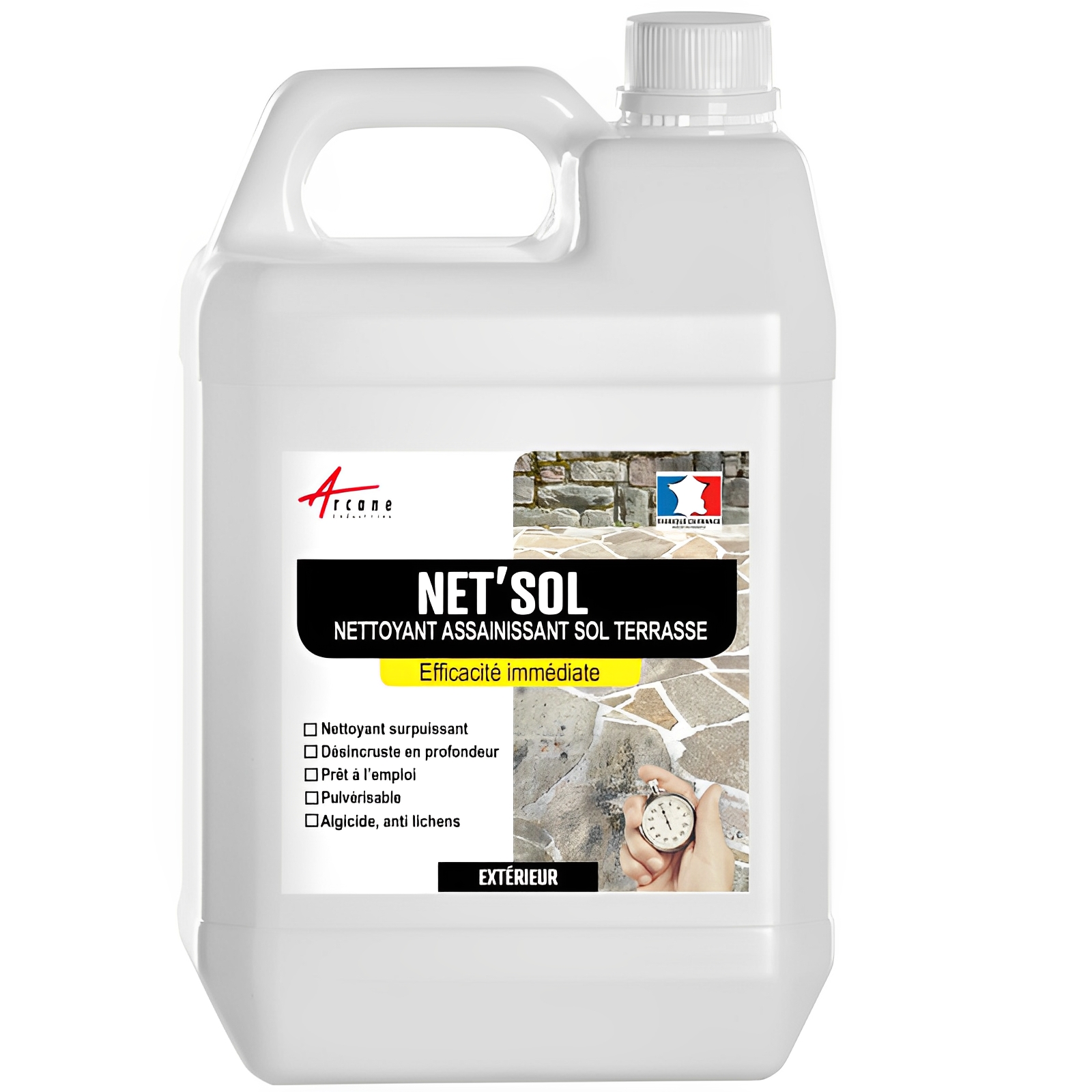 Produit nettoyant terrasse - NET'SOL - ARCANE INDUSTRIE - 5.90 kg - action ultra rapide - pour algues et lichens_0