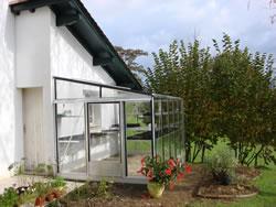Serre adossée Euro-Murale aluminium largeur 2,33 m - Réf A0750 - Toiture polycarbonate et côtés verre horticole_0