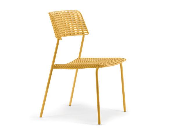 Lot de 4 chaises empilables Web - assise et dossier en polypropylène - 4 pieds en métal_0