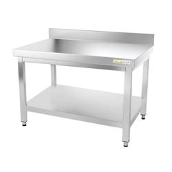 Table de travail en inox soubassement 1200 x 600 mm adossée PREMIUM / GOLDINOX - inox 3701770803118_0