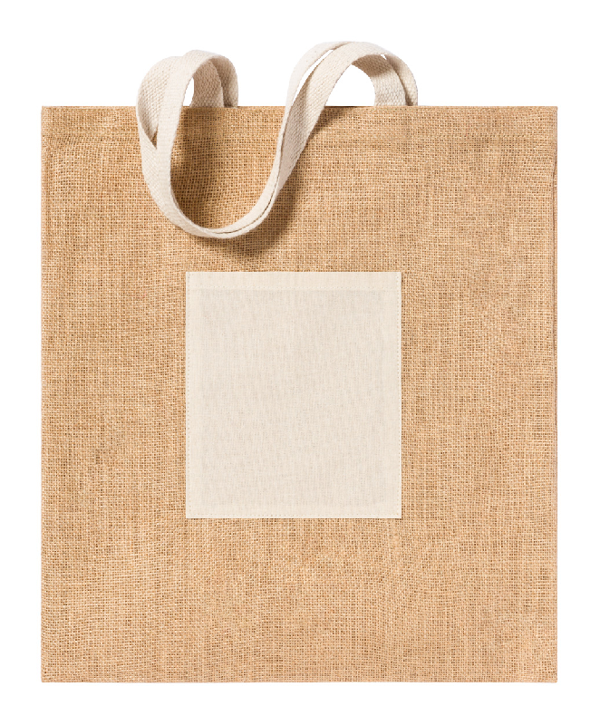 Sac shopping - Tote bag en jute avec poche en coton et anses longues_0