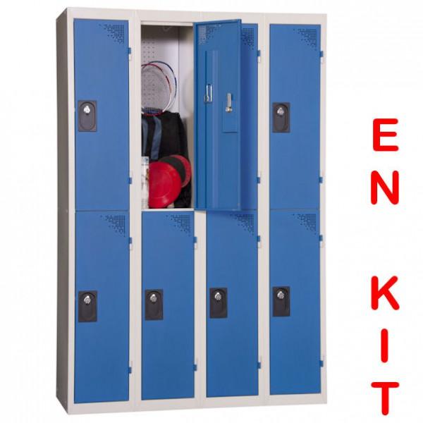 Vestiaire multicases - 8 cases - 4 colonnes - Bleu - Marque Rolléco_0