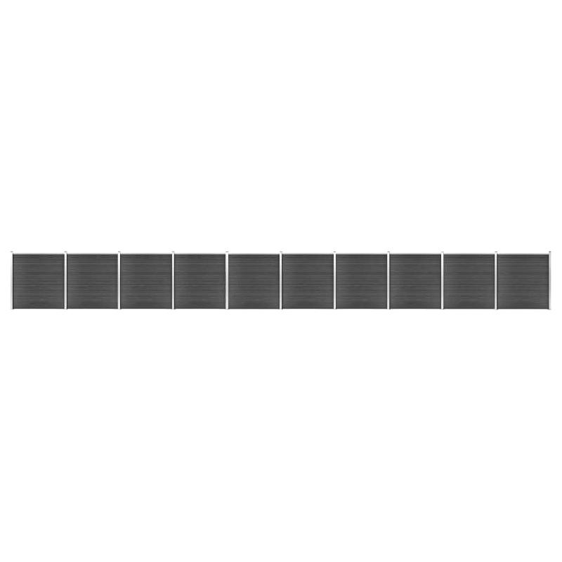 Vidaxl ensemble de panneau de clôture wpc 1737x186 cm noir 3070437_0