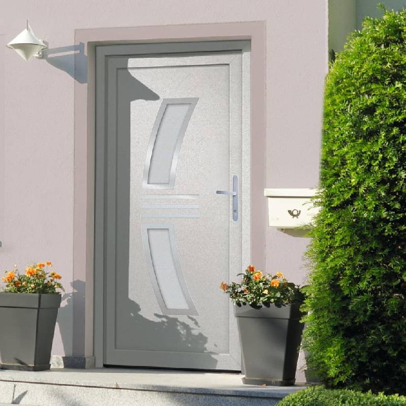 Vidaxl porte d'entrée blanc 108x200 cm pvc 3187929_0