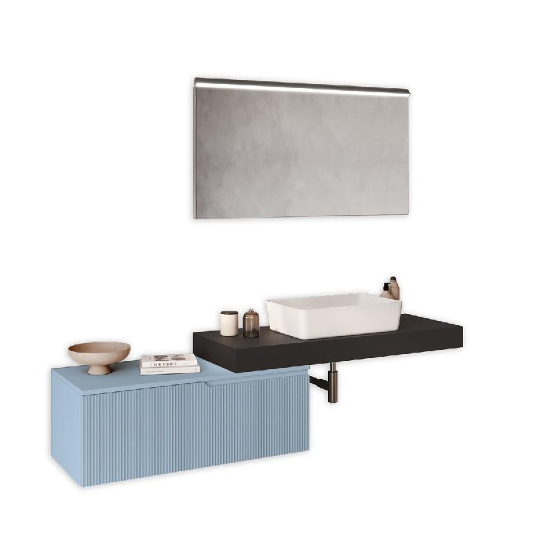AQA Design Composition de salle de bain en MDF 4 pièces anthracite/tiffany bleu L.190 P.45 H.190 MPVE52-ANT-TIF - multicolore Bois manufacturé MPVE5_0