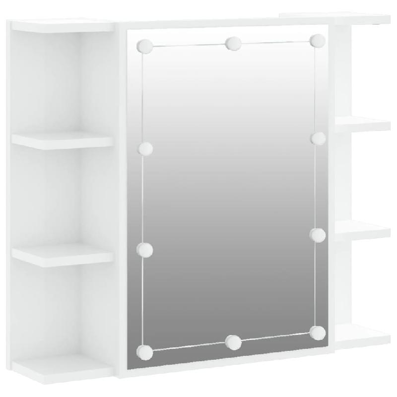 Armoire à miroir avec LED - 70 x 16,5 x 60 cm - Blanc brillant - 02_0006658_0