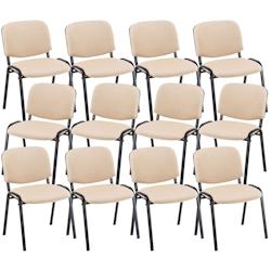 CLP Lot de 12 chaises empilables Ken en tissu Crème - beige textile 313026_0