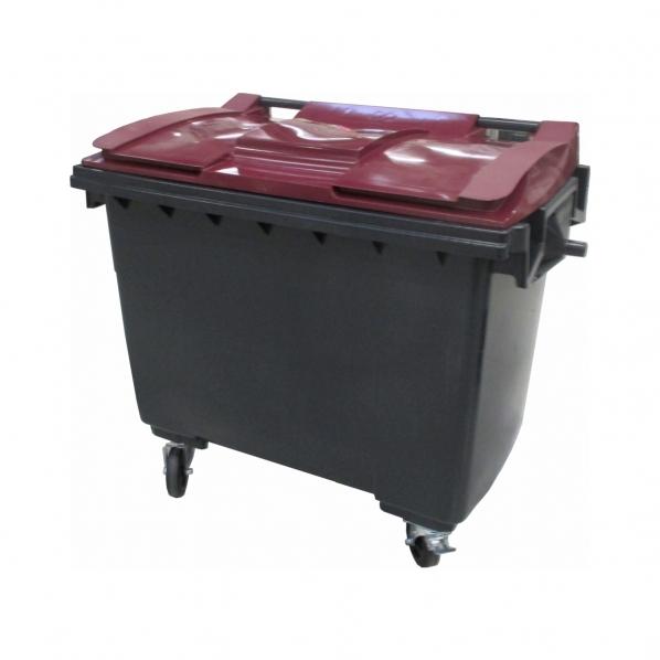 Conteneur poubelle bicolore - 660 litres Gris / Rouge Grenat (RAL 3000)_0
