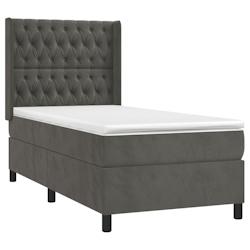 Décoshop26 - Cadre de lit LED avec sommier, tête de lit réglable et matelas 80x200cm en tissu velours gris foncé - TDL0208277_0