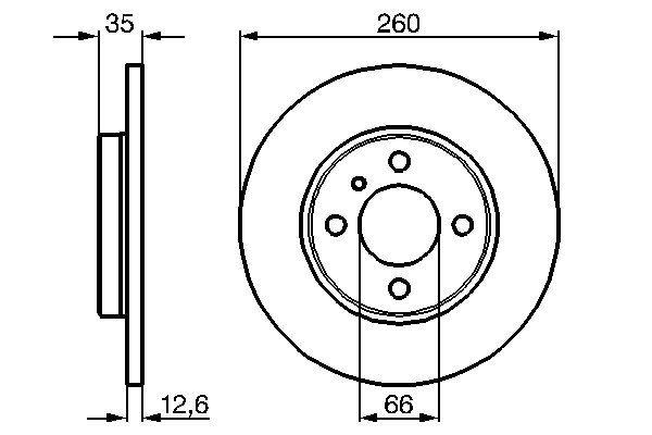 Disque de frein BOSCH 0986478029 - boîte de 2 disques - avant - type plein - 4 trous - épaisseur 12,6 mm_0