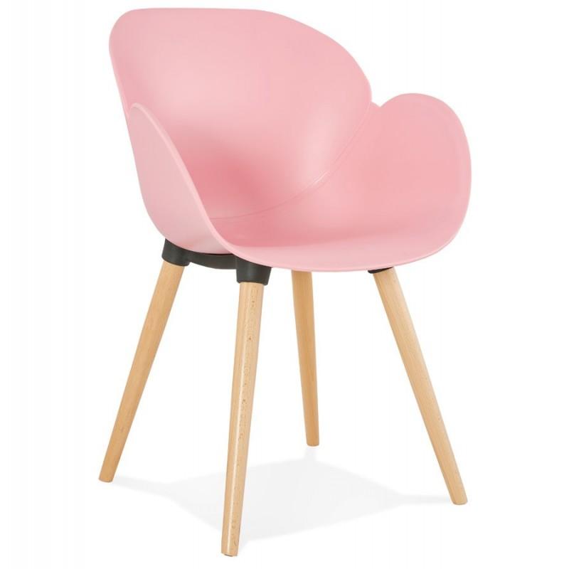 Fauteuil design Pikat 84cm - Rose & Naturel - Paris Prix - Design scandinave en polypropylène & hêtre_0