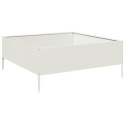 Helloshop26 - Jardinière bac lit surélevé plantes fleurs terrasse jardin de jardin 100 x 100 x 25 cm acier blanc 02_0039265 - 3000218578770_0