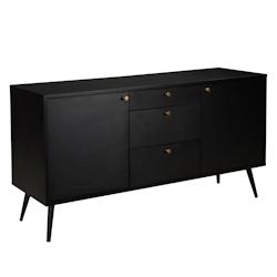 Oviala Business Buffet design effet bois foncé 2 portes 3 tiroirs 150 cm noir - noir Bois massif 113683_0