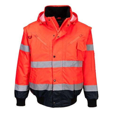 PORTWEST C465 BLOUSON BOMBER 3-EN-1 HAUTE VISIBILITÉ BICOLORE ROUGE/MARINE - TAILLE XXXL