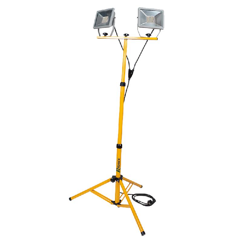 Projecteur chantier led 2x30 watt 2 x 2400 lumen ip65, trépied télescopique PRSPOT32TTPX2_0