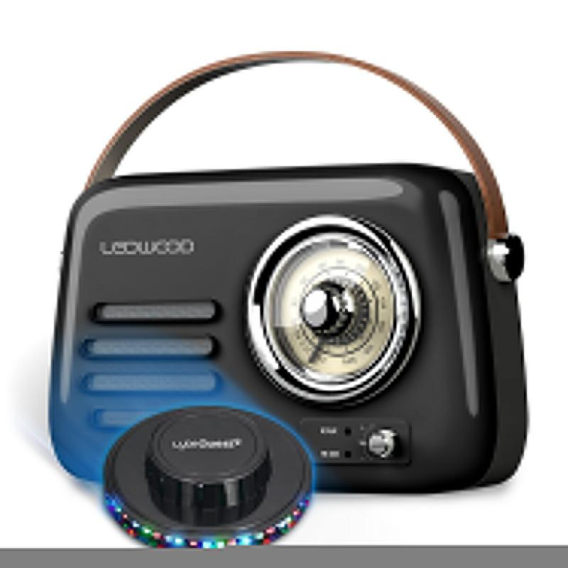 Radio Vintage portable Ledwood ALMA, FM, Bluetooth 5.3 Entrée USB, Puissance 30W, Batterie 1500mAh - Retro Vintage Noir OVNI LED - 3666638035974_0