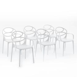 RATTATAN Set de 6 chaises en polypropylène avec fibre de verre, empilables pour extérieur et jardin, bar et restaurant, cuisine design moderne -Char_0