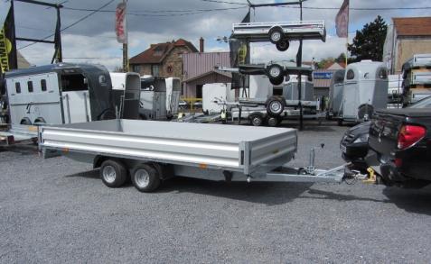 Remorque plateau Humbaur HN 304121 - 2 essieux, roues surbaissées, ridelles alu, PTAC 3000 kg_0