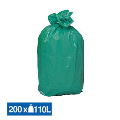 Sacs poubelle déchets lourds verts 110 L, lot de 200_0