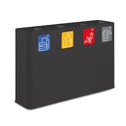 Stil Casa PURE système de collecte des déchets, acier peint, 120x30xh. 80 cm, 240 litres avec quatre compartiments de 60 litres chacun, noir. - noir_0