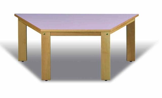 Table d'école en trapèze - hêtre massif - plateau stratifié - 120x60x60x60 cm_0