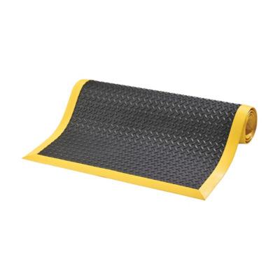 Tapis anti-fatigue Cushion Flex noir/jaune résistant à l’huile 91 x 210 cm_0