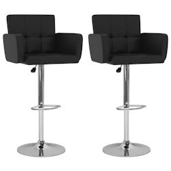 VidaXL Tabourets De Bar Lot De 2 Noir Similicuir - noir 323654_0