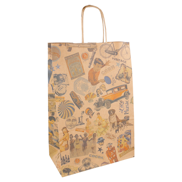 250 sacs kraft naturel à poignées torsadées 260x140x320 mm 
