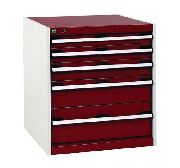 ARMOIRE D\'AT. À TIROIRS CUBIO SL-667-5.1 GRIS CLAIR/ROUGE - MANUTAN COLLECTIVITÉS