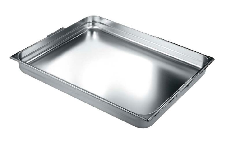 BAC GASTRO INOX 2/1 PLEIN À  ANSES ESCAMOTABLES - H 65 MM