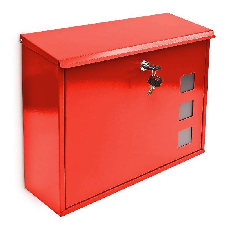 BOITE AUX LETTRES DESIGN CONTEMPORAIN MURALE ROUGE JARDIN EXTÉRIEUR 1013015_0