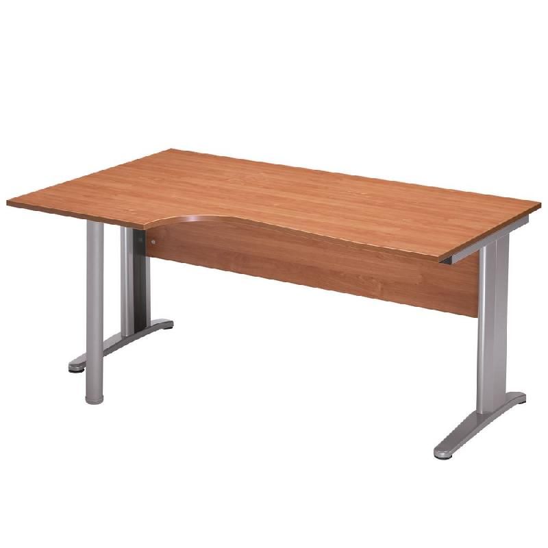 BUREAU COMPACT PRONTO MÉTAL - RETOUR À GAUCHE L.160 X P.100 CM - PLATEAU AULNE - PIEDS L ALUMINIUM