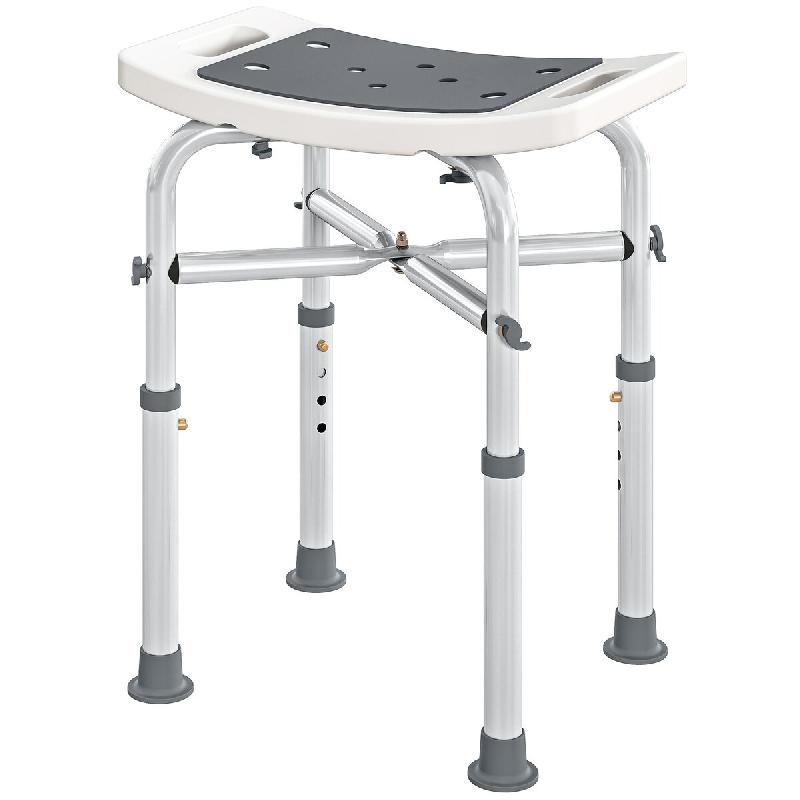 Chaise de douche sécurisée 42,5 x 27 x 44-51,5 cm assise rembourrée réglable antidérapante moderne en aluminium gris 21_0000883 - gris aluminium_0
